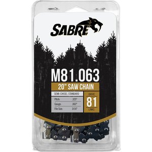 Sabre 20" Chainsaw Chain, .325" Semi-Chisel, .063", 81 DL — Part #EAP-197569